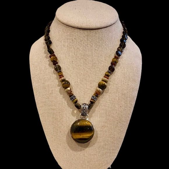 BARSE Tigers Eye Sterling Silver Necklace and Pendant - Picture 1 of 4